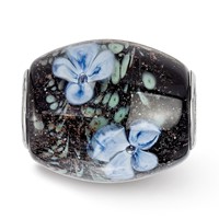 Ster.Silver Reflections Hand Paint Hydrangea Moonlight Fenton Glass Bead view 3